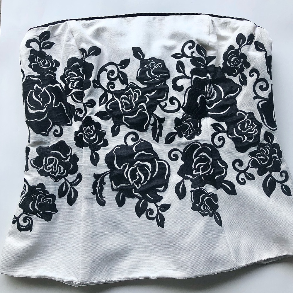 White House Black Market ( WHBM ) Floral Bustier, Cream, Size 4